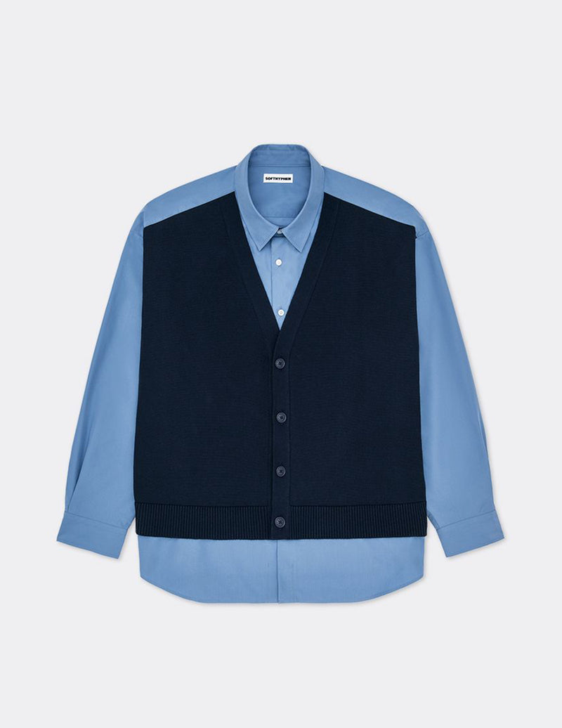 MGMFB251252 KNIT CARDIGAN DETAIL LAYERED SHIRT