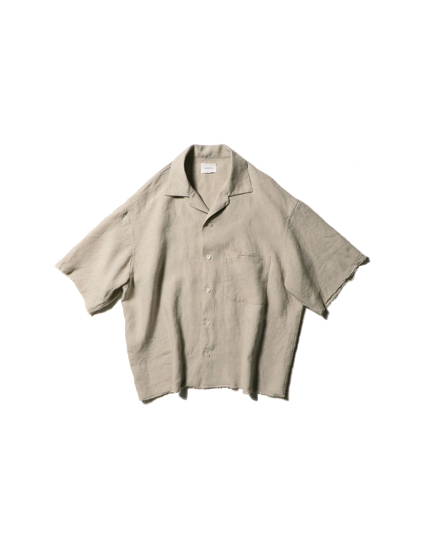 SUPERNOVA. SN-478 S/S CUT OFF OPEN COLLAR SHIRT - LINEN