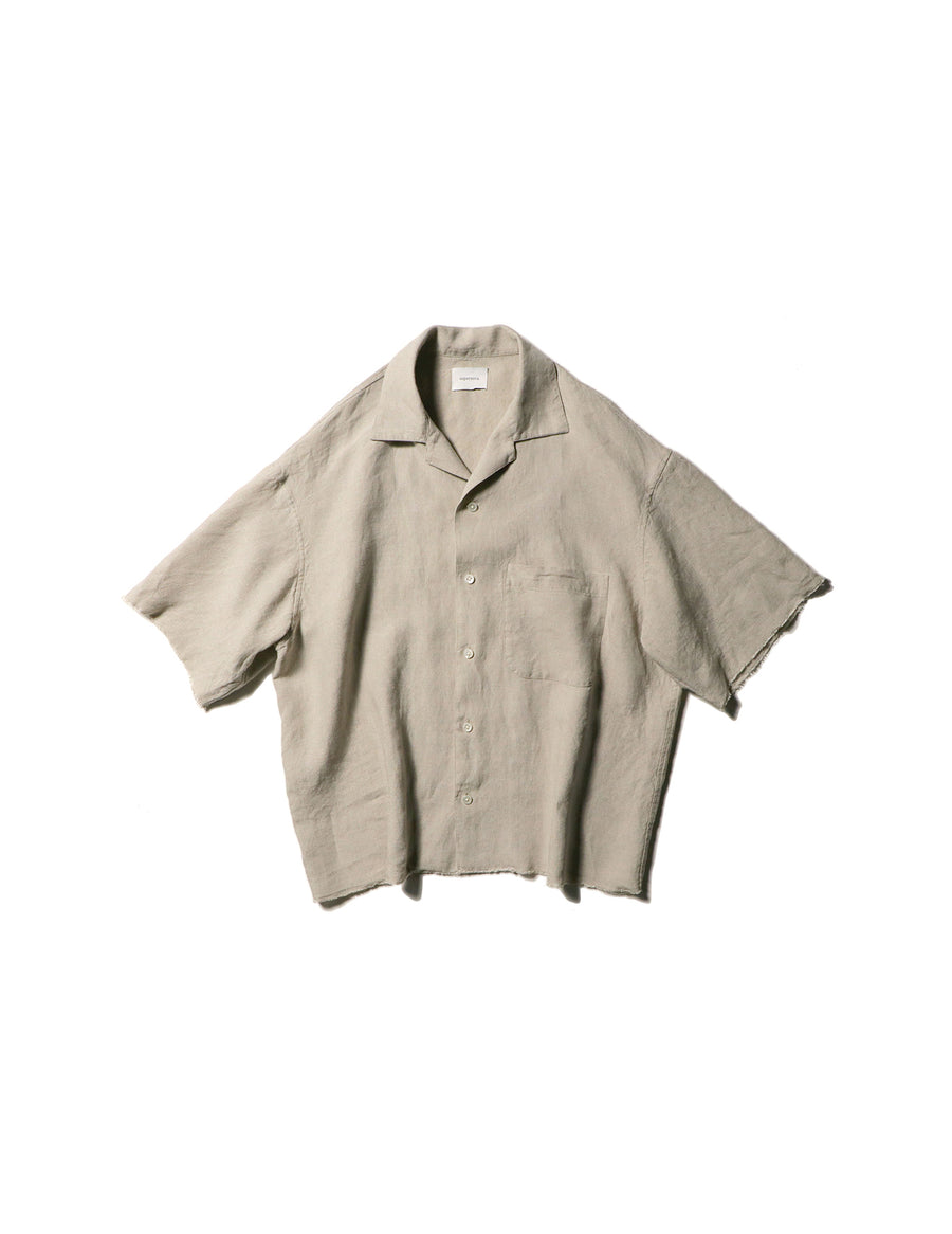 SN-478 S/S CUT OFF OPEN COLLAR SHIRT - LINEN