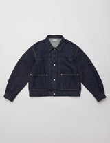UBJ66-LC272-T WASHED SELVEDGE DENIM PLEATED JKT