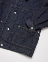 UBJ66-LC272-T WASHED SELVEDGE DENIM PLEATED JKT