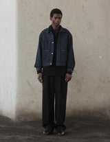 UBJ66-LC272-T WASHED SELVEDGE DENIM PLEATED JKT