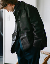 UBL49-LC265 CALF LEATHER COVERALL JKT