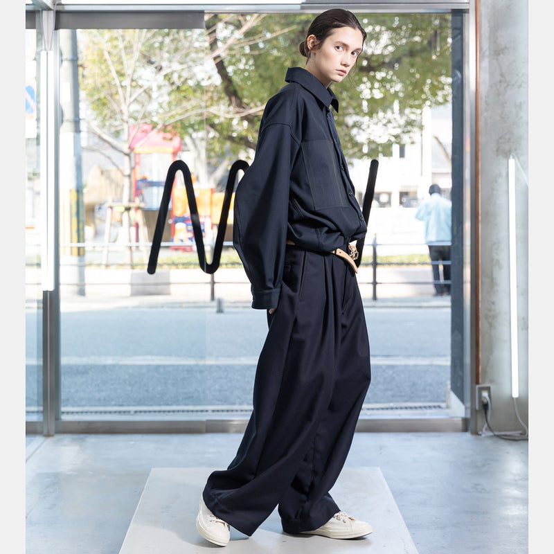 VOPT-K44 BISHU WOOL ONI SURGE TUCK WIDE PANTS