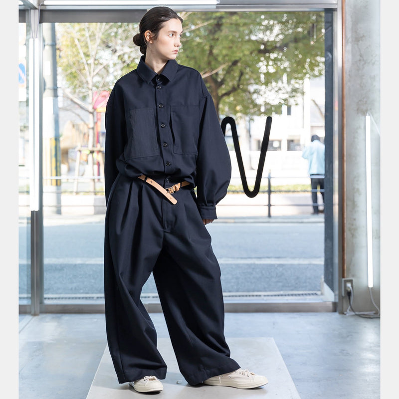 VOAAOV VOPT-K44 BISHU WOOL ONI SURGE TUCK WIDE PANTS