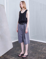 VOSP-P032 BLACK DENIM WIDE SHORT PANTS