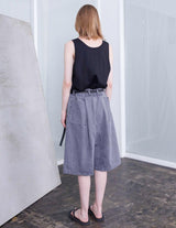VOSP-P032 BLACK DENIM WIDE SHORT PANTS
