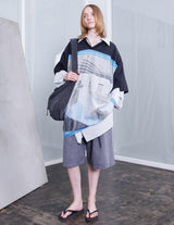 VOSP-P032 BLACK DENIM WIDE SHORT PANTS