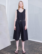 VOSP-P032 BLACK DENIM WIDE SHORT PANTS