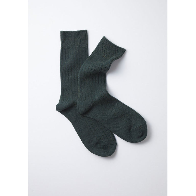 ROTOTO R1110 COTTON WAFFLE CREW SOCKS IN D.GREEN