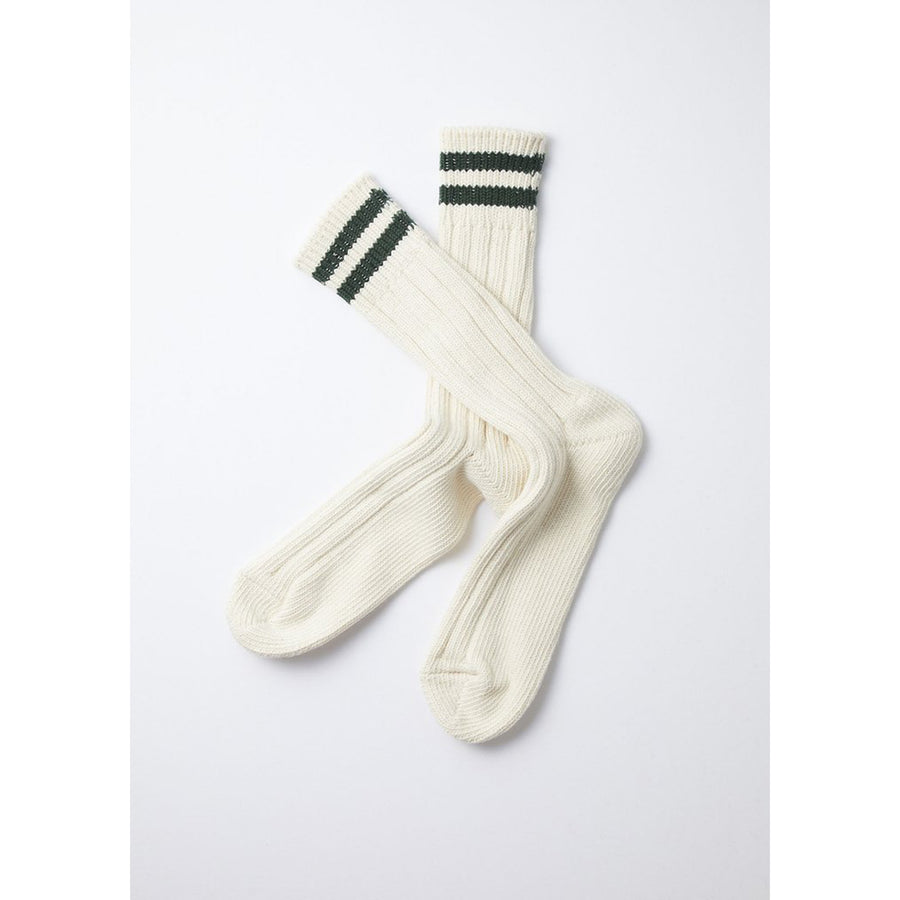 R1286 LOW RAW 2 STRIPES CREW SOCKS