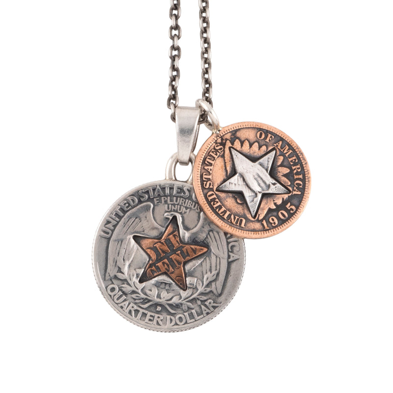 N-621 DOUBLE STAR DOLLAR NECKLACE