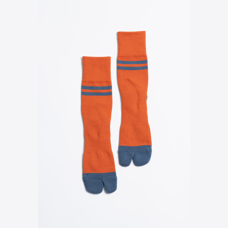 ND20X002AR SIGNATURE SOCKS - AUTUMN ORANGE × ROAD BLUE