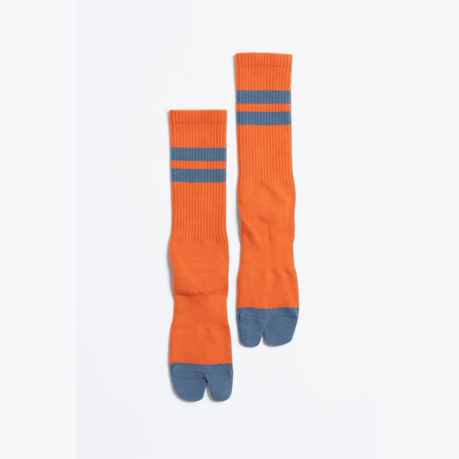 ND20X001AR SIGNATURE SOCKS - AUTUMN ORANGE × ROAD BLUE