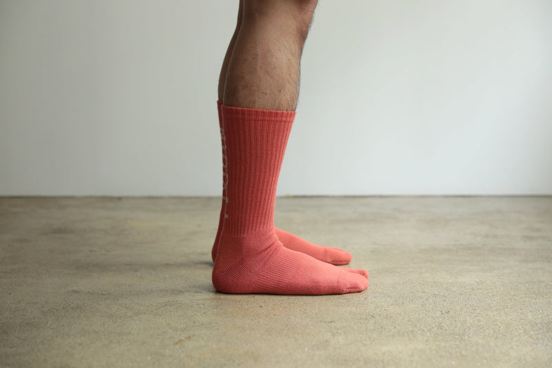 ND21X022OR-ML NODAL LOGO SOCKS - ORANGE x OFF WHITE
