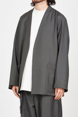 M23A-09JK01C ORGANIC WOOL × MOHAIR TROPICAL LAPELLESS SHIRT JACKET