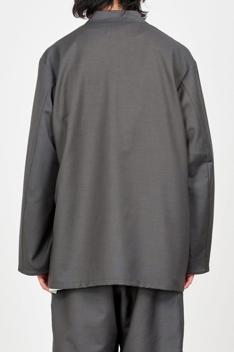 M23A-09JK01C ORGANIC WOOL × MOHAIR TROPICAL LAPELLESS SHIRT JACKET