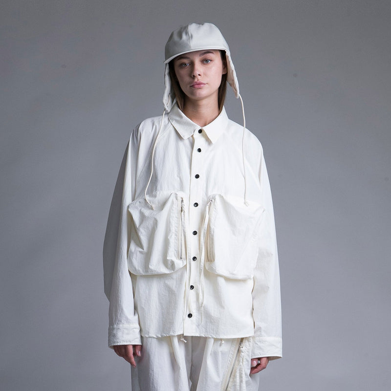 WM07-SH231071 NYLON DYED TAFFETA BIG POCKET SHIRT