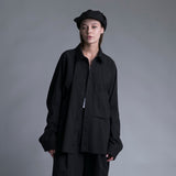 WM09-SH231091 GABERDINE OVERSIZE POCKET SHIRT