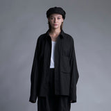 WM09-SH231091 GABERDINE OVERSIZE POCKET SHIRT