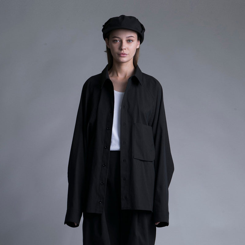 WM09-SH231091 GABERDINE OVERSIZE POCKET SHIRT