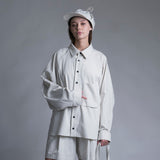 WM09-SH231091 GABERDINE OVERSIZE POCKET SHIRT