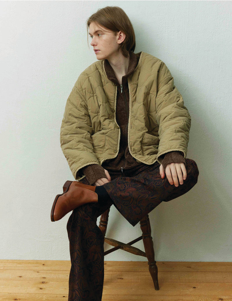 SN-442A REVERSIBLE JACKET - QUILTING & FLOWER CAMO JACQUARD BOA