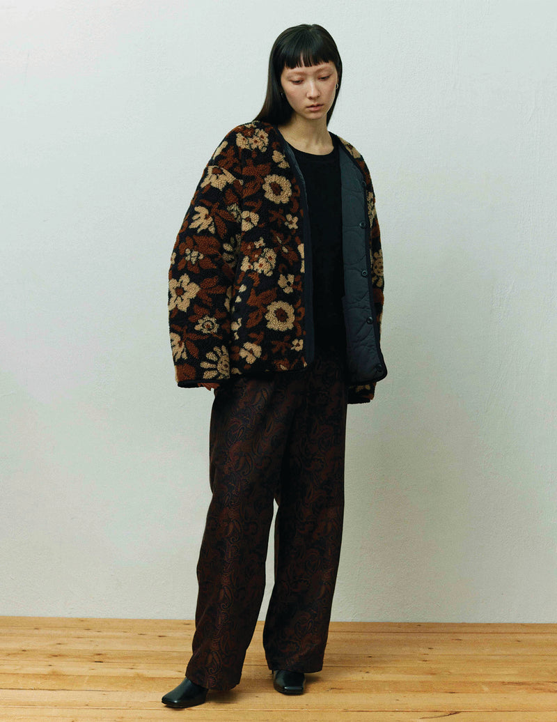 SN-442A REVERSIBLE JACKET - QUILTING & FLOWER CAMO JACQUARD BOA