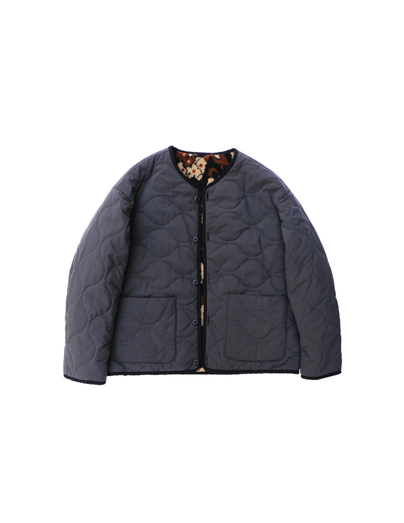 SN-442A REVERSIBLE JACKET - QUILTING & FLOWER CAMO JACQUARD BOA