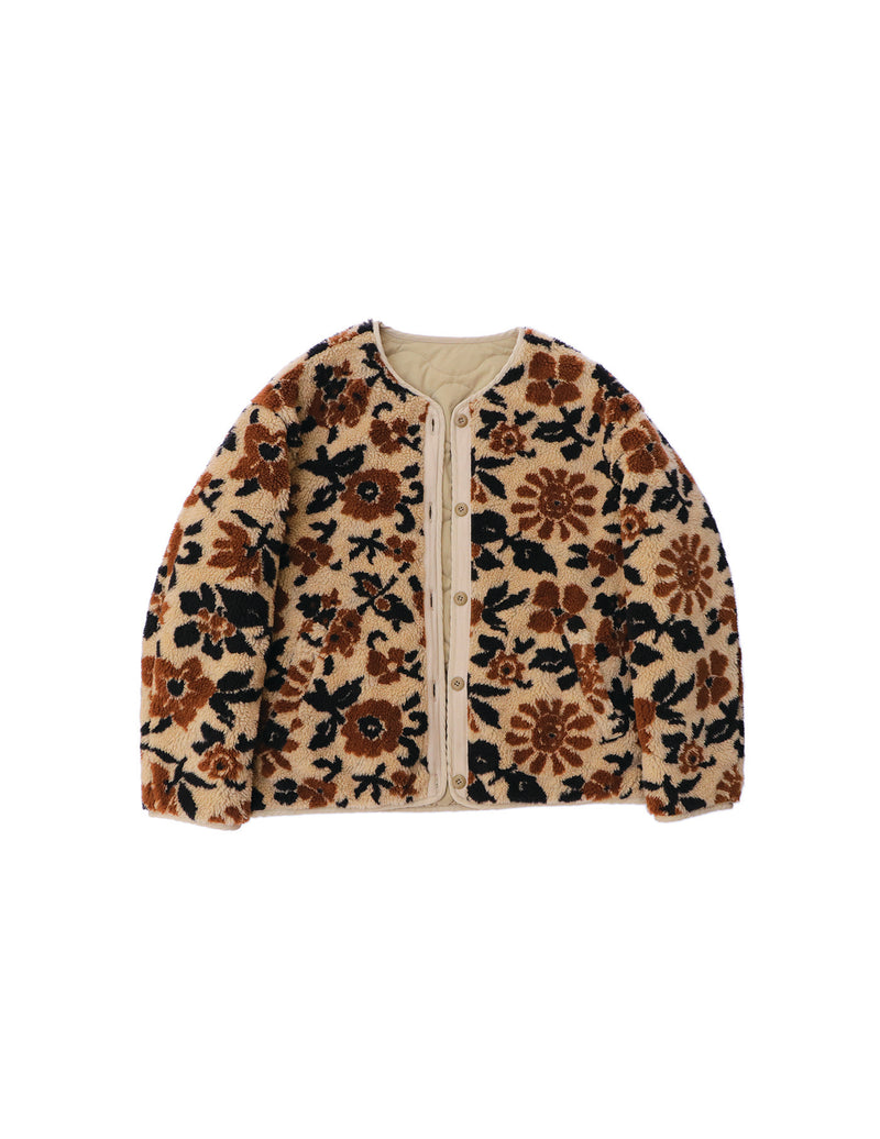 SN-442A REVERSIBLE JACKET - QUILTING & FLOWER CAMO JACQUARD BOA
