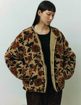 SN-442A REVERSIBLE JACKET - QUILTING & FLOWER CAMO JACQUARD BOA