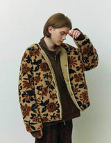 SN-442A REVERSIBLE JACKET - QUILTING & FLOWER CAMO JACQUARD BOA