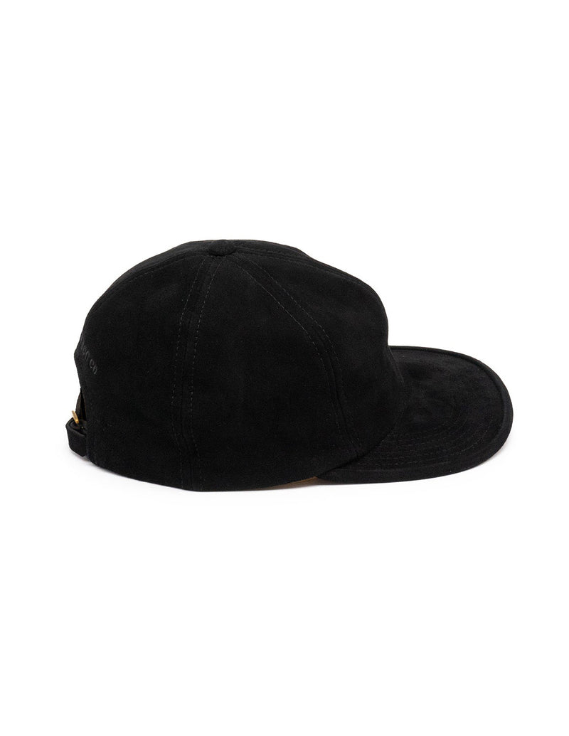 THE H.W. DOG CO. D-00601 SUEDE CAP IN BLACK SIDE VIEW RIGHT