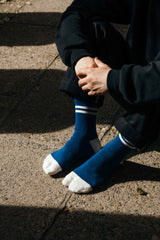 ND20X002SW SIGNATURE SOCKS - SEA BLUE × WHITE